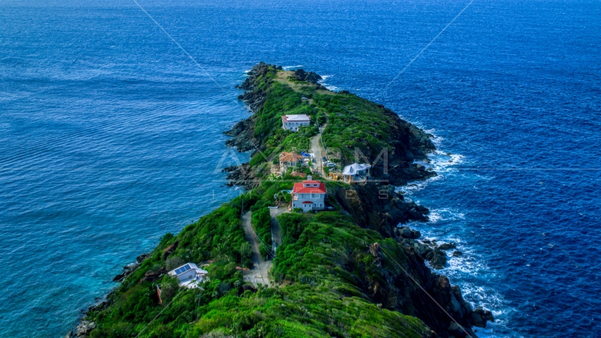 Upscale hilltop homes on a Caribbean island, Magens Bay, St Thomas  Aerial Stock Photo AX102_277.0000000F | Axiom Images
