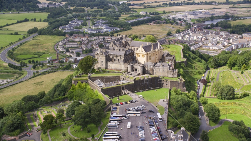 Iconic Stirling Castle in Scotland Aerial Stock Photo AX109_035.0000000F | Axiom Images