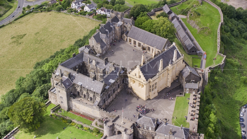 Iconic Stirling Castle and its grounds, Scotland Aerial Stock Photo AX109_041.0000000F | Axiom Images