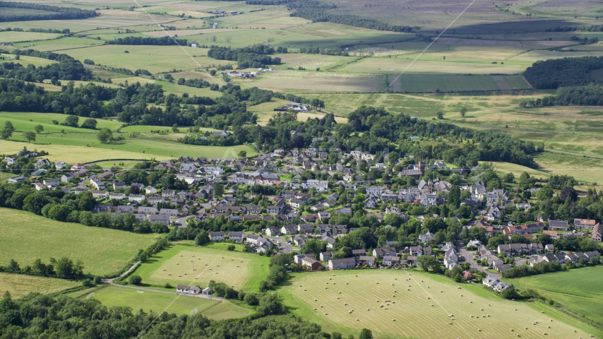 The Scottish village of Kippen, Scotland Aerial Stock Photo AX110_031.0000000F | Axiom Images