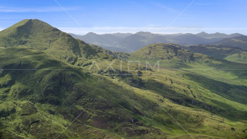 Ben Lomond mountain peak in the Scottish Highlands, Scotland Aerial Stock Photo AX110_047.0000000F | Axiom Images