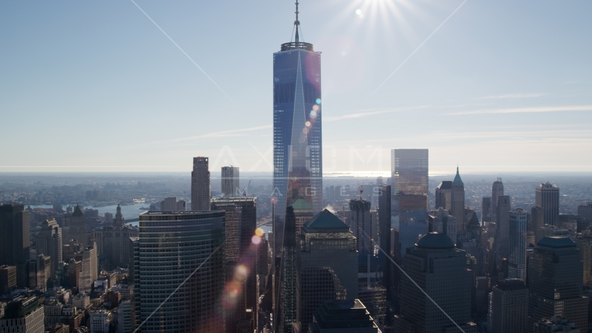 One World Trade Center in Lower Manhattan, New York City Aerial Stock Photo AX119_019.0000087F | Axiom Images