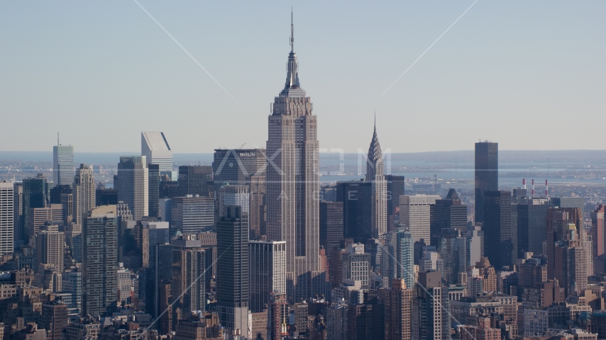 The Empire State Building in Midtown Manhattan, New York City Aerial Stock Photo AX119_022.0000072F | Axiom Images