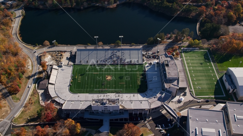 Michie Stadium, West Point Military Academy, New York in Autumn Aerial Stock Photo AX119_177.0000102F | Axiom Images