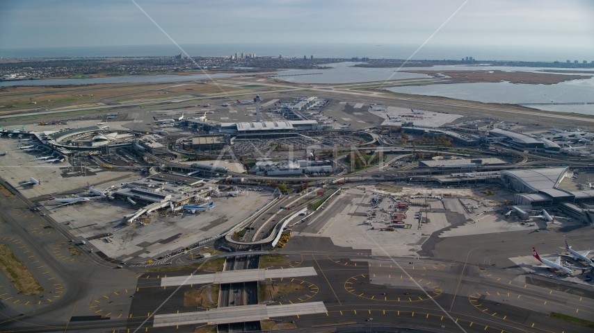 John F. Kennedy International Airport, New York City, in autumn Aerial Stock Photo AX120_052.0000103F | Axiom Images