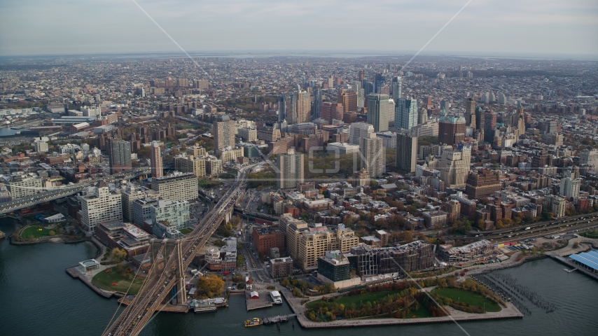 Downtown Brooklyn, New York City in Autumn Aerial Stock Photo AX120_129.0000114F | Axiom Images