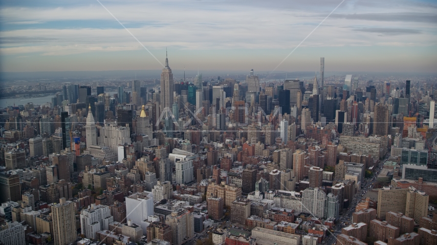 Midtown Manhattan skyscrapers in New York City Aerial Stock Photo AX120_155.0000256F | Axiom Images