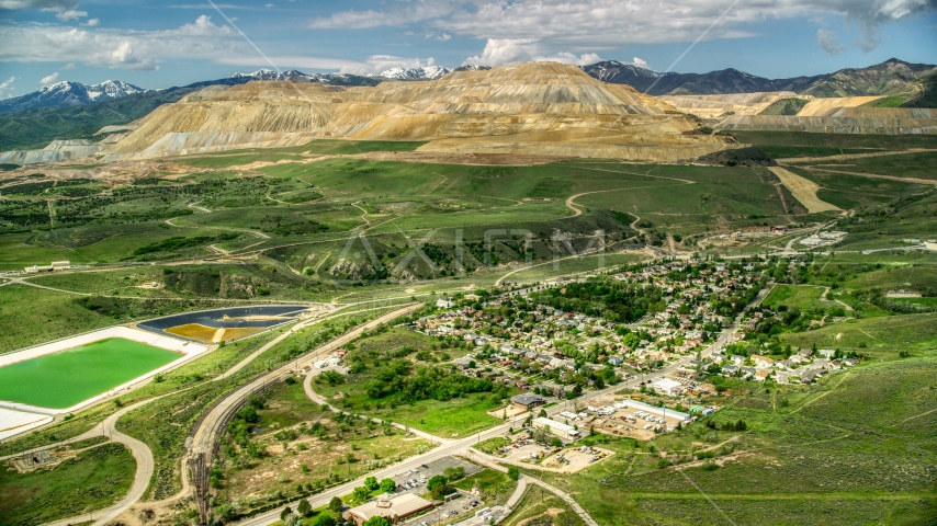 Town of Copperton and Bingham Canyon Mine, Copperton Utah Aerial Stock Photo Aerial Stock Photo AX130_029_0000003 | Axiom Images