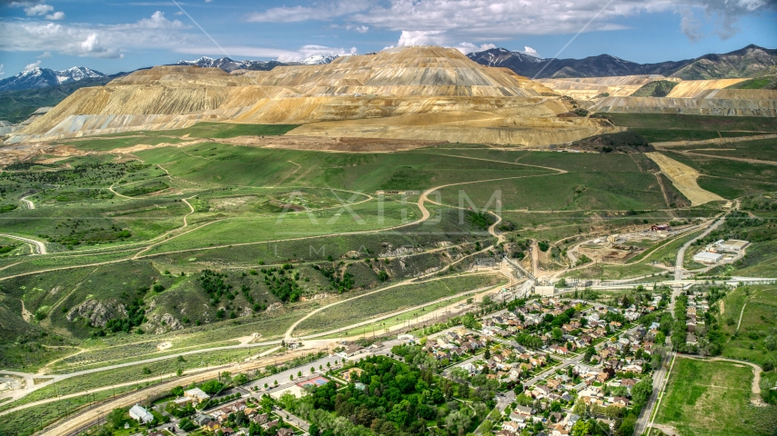 Small Town of Copperton near Bingham Canyon Mine, Copperton Utah Aerial Stock Photo Aerial Stock Photo AX130_030_0000002 | Axiom Images
