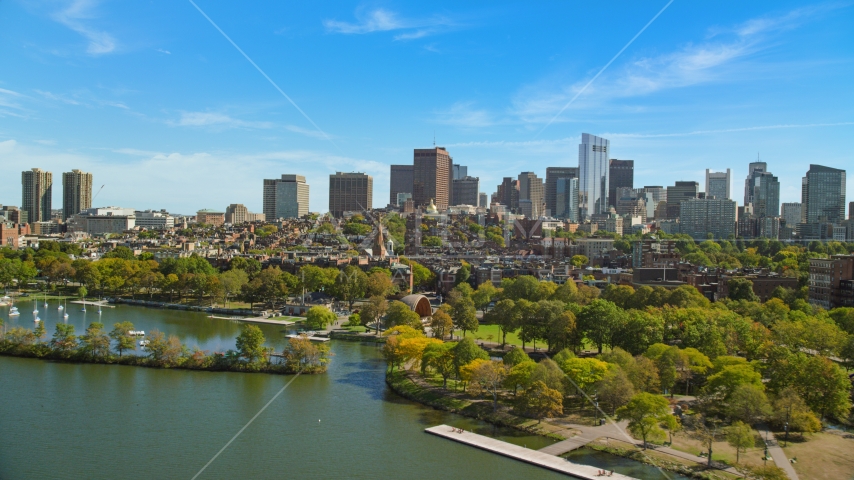 City buildings and parks in Beacon Hill, Downtown Boston, Massachusetts Aerial Stock Photo AX142_173.0000316 | Axiom Images