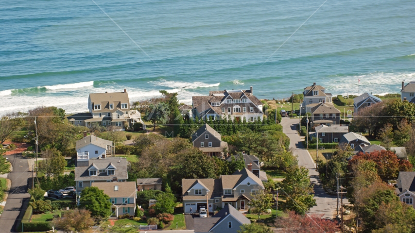 A group of upscale oceanfront homes, Scituate, Massachusetts Aerial Stock Photo AX143_046.0000154 | Axiom Images