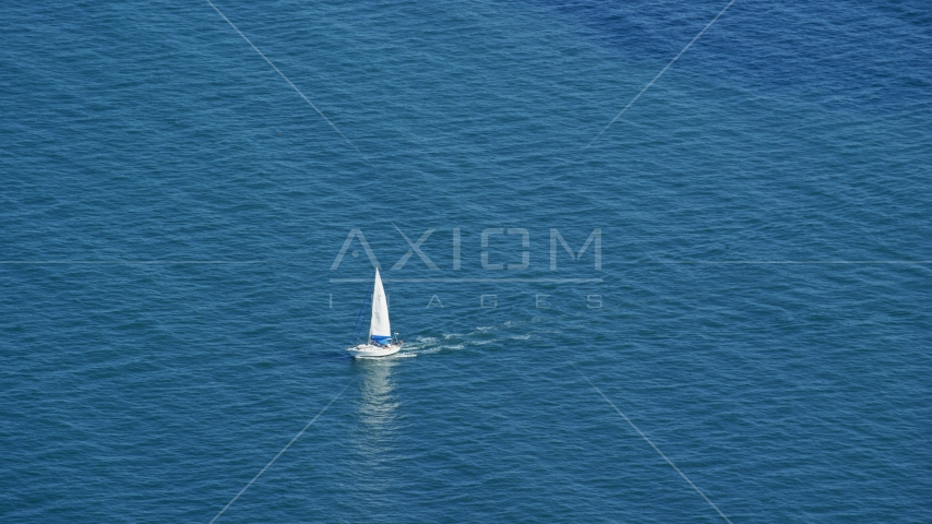 A sailing boat on Cape Cod Bay, Massachusetts Aerial Stock Photo AX143_125.0000000 | Axiom Images