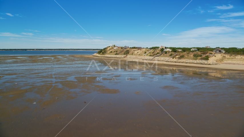 Oceanfront homes at low tide, Wellfleet, Massachusetts Aerial Stock Photo AX143_191.0000259 | Axiom Images