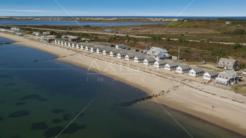 Beachside cottages on Cape Cod, Truro, Massachusetts Aerial Stock Photo AX143_214.0000246 | Axiom Images