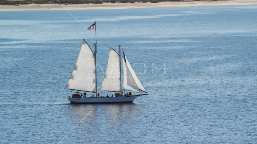 A sailing boat on Cape Cod Bay, Massachusetts Aerial Stock Photo AX143_243.0000000 | Axiom Images