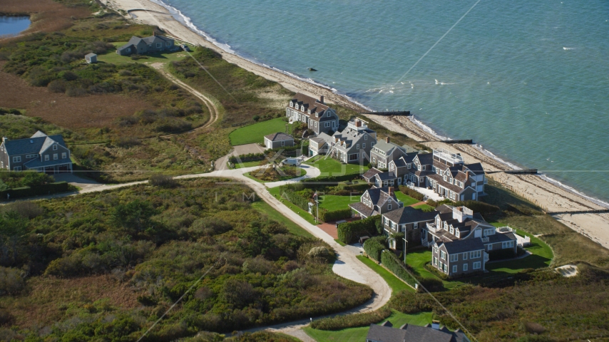 Beachfront upscale homes in Nantucket, Massachusetts Aerial Stock Photo AX144_106.0000000 | Axiom Images
