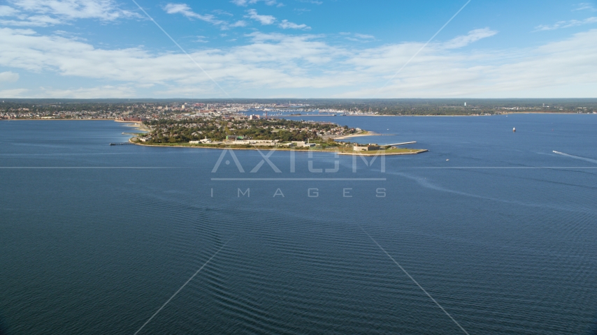 Fort Taber and a water treatment plant, New Bedford, Massachusetts Aerial Stock Photo AX144_185.0000000 | Axiom Images