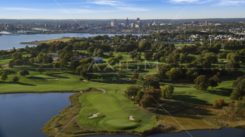 Metacomet Country Club Golf Course in East Providence, Rhode Island Aerial Stock Photo AX145_029.0000277 | Axiom Images