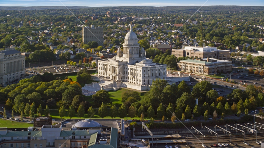 The Rhode Island State House, Providence, Rhode Island Aerial Stock Photo AX145_038.0000000 | Axiom Images