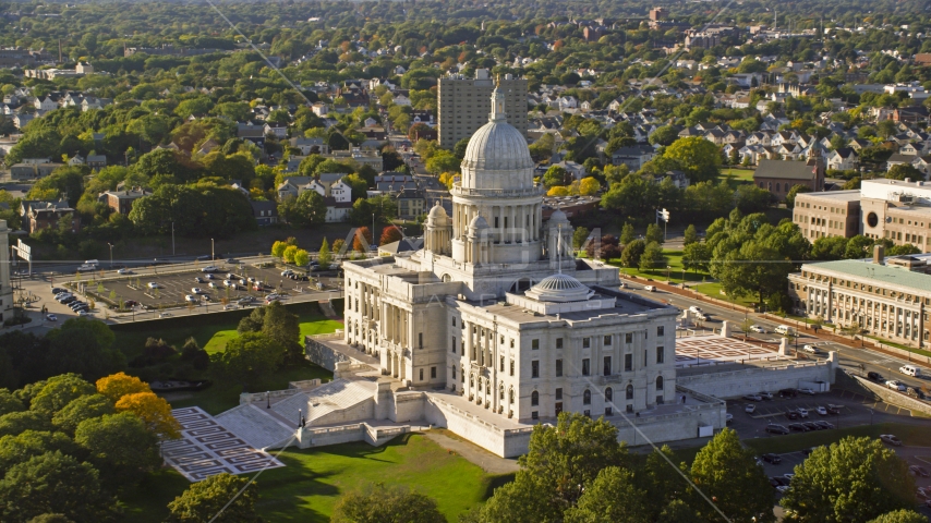 Rhode Island State House in Providence, Rhode Island Aerial Stock Photo AX145_039.0000061 | Axiom Images