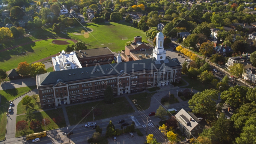 Hope High School in Providence, Rhode Island Aerial Stock Photo AX145_067.0000174 | Axiom Images