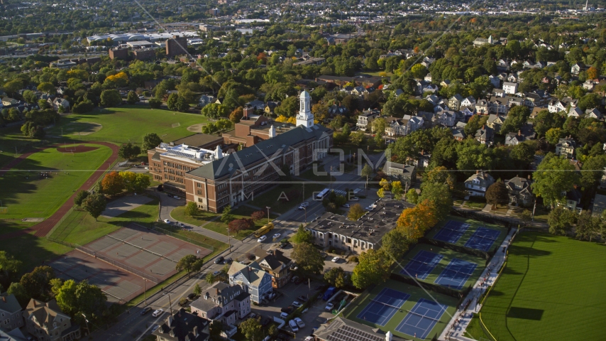 A view of Hope High School, Providence, Rhode Island Aerial Stock Photo AX145_074.0000032 | Axiom Images