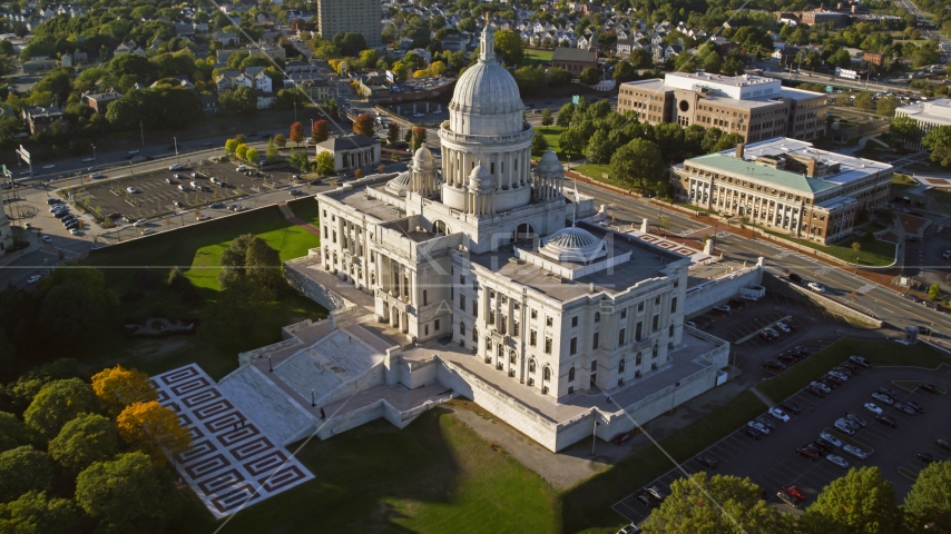 The Rhode Island State House and entrance, Providence, Rhode Island Aerial Stock Photo AX145_088.0000000 | Axiom Images