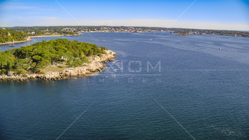 A coastal town at the end of Gloucester Harbor, Gloucester, Massachusetts Aerial Stock Photo AX147_082.0000037 | Axiom Images
