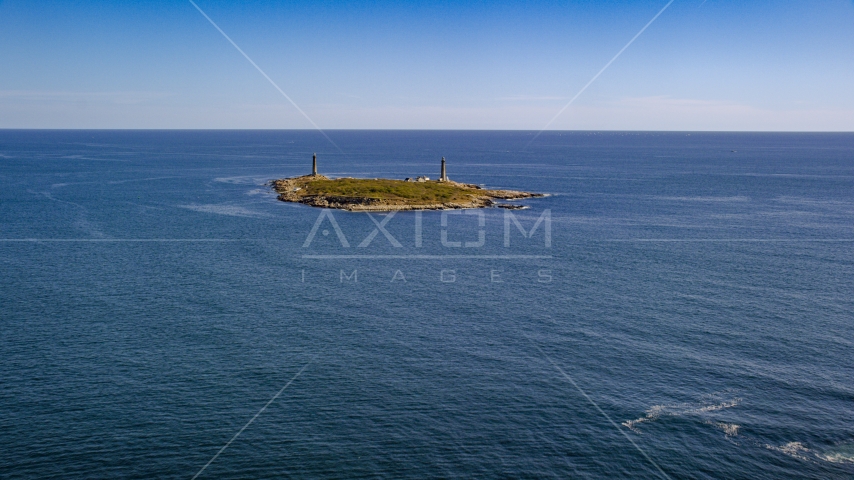 An island with two lighthouses, Thatcher Island, Massachusetts Aerial Stock Photo AX147_109.0000000 | Axiom Images