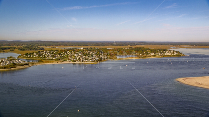 A coastal town in autumn, Ipswich, Massachusetts Aerial Stock Photo AX147_150.0000304 | Axiom Images