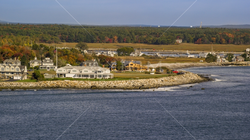 Oceanfront homes and new construction, autumn, Rye, New Hampshire Aerial Stock Photo AX147_162.0000106 | Axiom Images