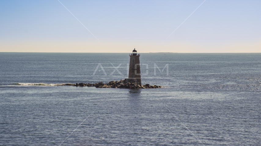 A lighthouse in the middle of the water, Kittery, Maine Aerial Stock Photo AX147_194.0000096 | Axiom Images