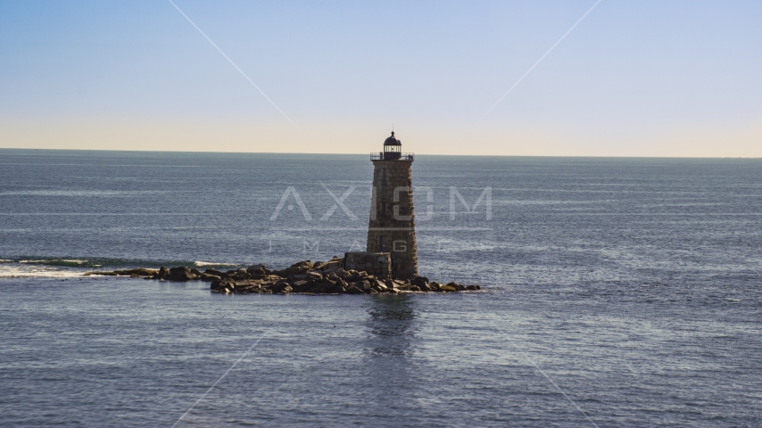 A lighthouse with the ocean in the background, Kittery, Maine Aerial Stock Photo AX147_194.0000204 | Axiom Images