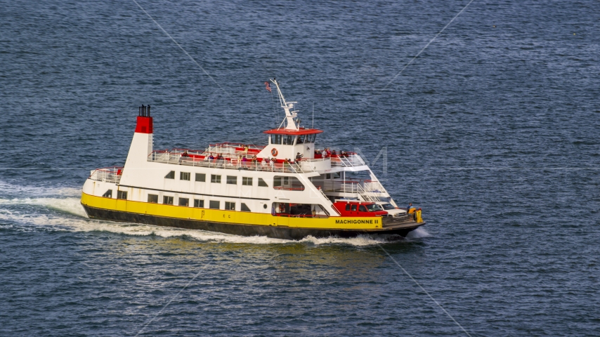 A ferry carrying passengers and vehicles, Portland, Maine Aerial Stock Photo AX147_320.0000160 | Axiom Images