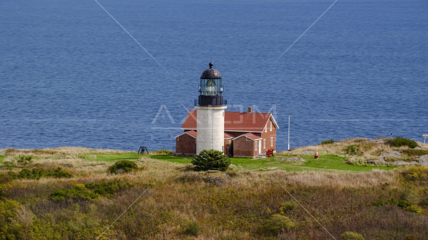 The lighthouse on Seguin Island in autumn, Phippsburg, Maine Aerial Stock Photo AX147_392.0000265 | Axiom Images