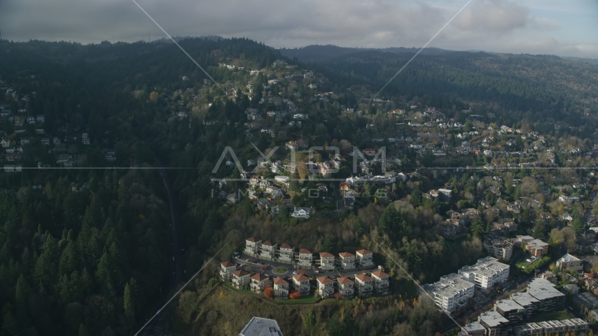 Houses in the Hillside neighborhood of Portland, Oregon Aerial Stock Photo AX153_096.0000259F | Axiom Images