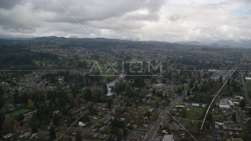 Neighborhoods in the small town of Washougal, Washington Aerial Stock Photo AX153_162.0000217F | Axiom Images