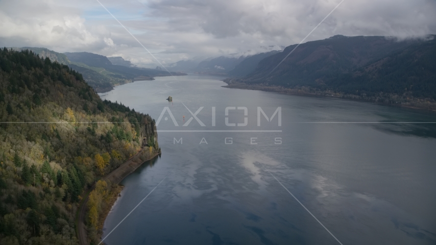 The Columbia River Gorge, Skamania County, Washington Aerial Stock Photo AX153_185.0000228F | Axiom Images