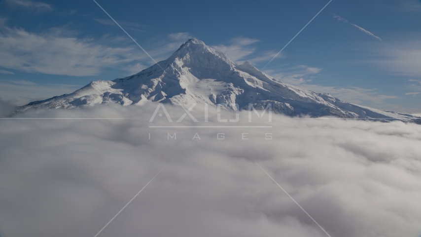 Mount Hood with snow, Cascade Range, Oregon Aerial Stock Photo AX154_073.0000356F | Axiom Images