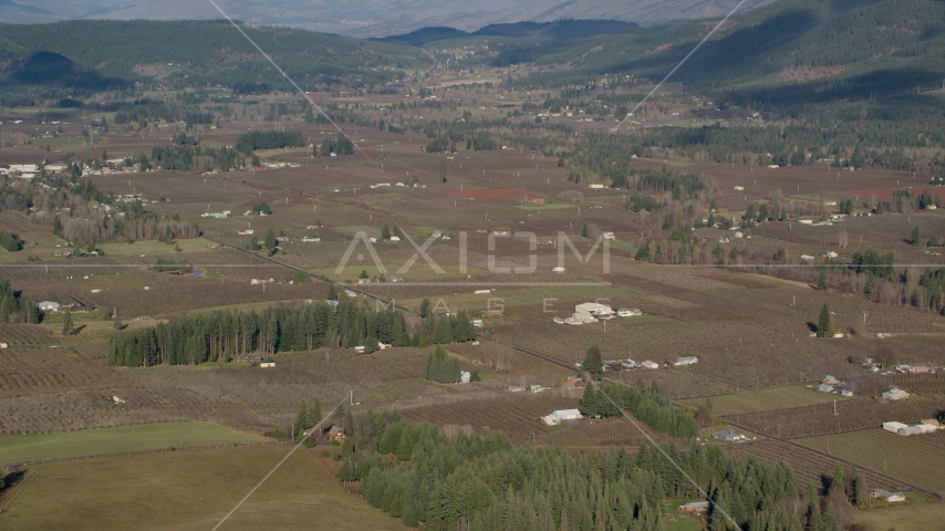 Small farms and farmland in Parkdale, Oregon Aerial Stock Photo AX154_136.0000388F | Axiom Images