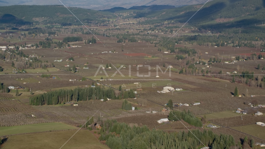 Farms and farm fields in Parkdale, Oregon Aerial Stock Photo AX154_137.0000000F | Axiom Images