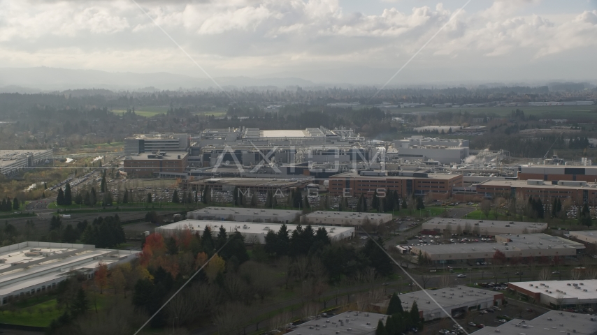 Intel Ronler Acres Campus semiconductor plant in Hillsboro, Oregon Aerial Stock Photo AX154_251.0000260F | Axiom Images
