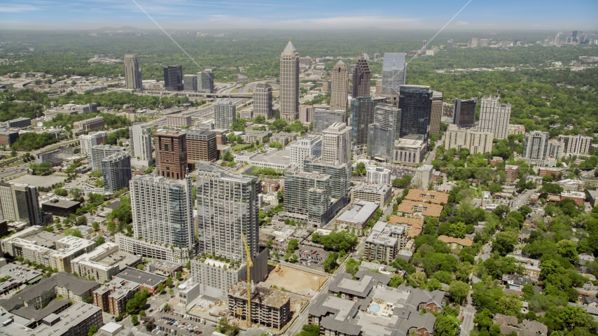 Midtown buildings and skyscrapers, Atlanta, Georgia Aerial Stock Photo AX36_010.0000075F | Axiom Images