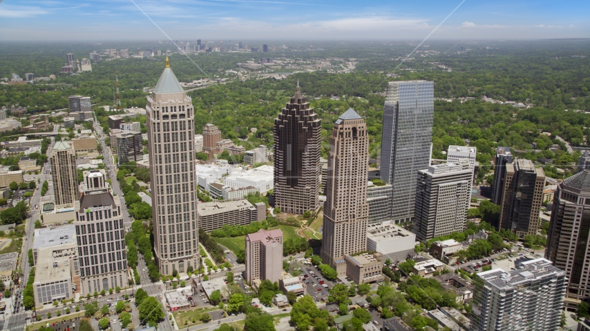 Midtown Atlanta skyscrapers and buildings, Atlanta, Georgia Aerial Stock Photo AX36_012.0000290F | Axiom Images
