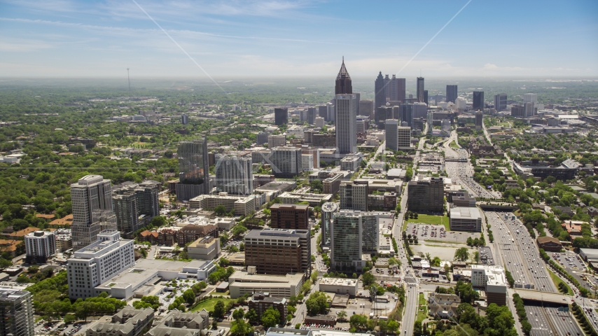 Midtown and Downtown Atlanta skycrapers, Georgia Aerial Stock Photo AX36_017.0000098F | Axiom Images