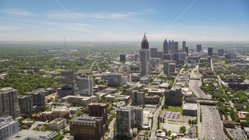 Midtown and Downtown skyscrapers, Atlanta, Georgia Aerial Stock Photo AX36_017.0000231F | Axiom Images