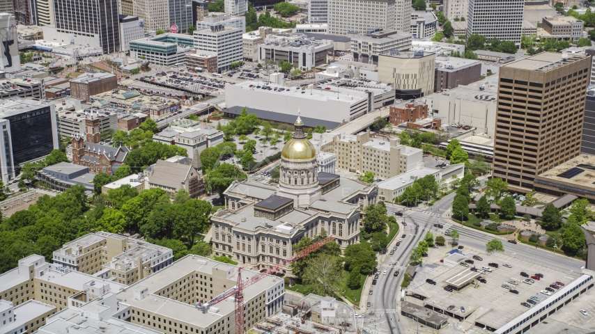 The Georgia State Capitol building in Downtown Atlanta, Georgia Aerial Stock Photo AX36_036.0000106F | Axiom Images