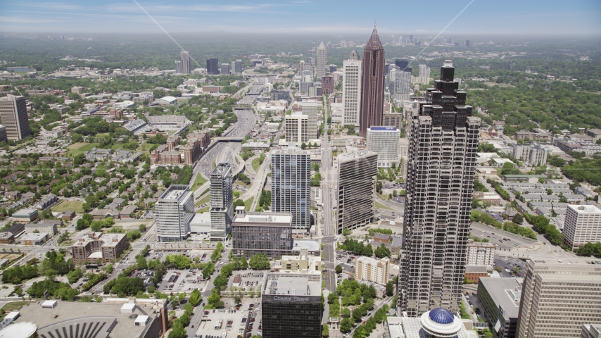 Skyscrapers and office buildings, Downtown Atlanta, Georgia Aerial Stock Photo AX36_039.0000272F | Axiom Images