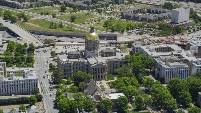 Georgia State Capitol, Downtown Atlanta Aerial Stock Photo AX36_096.0000154F | Axiom Images