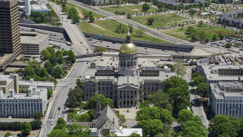 The Georgia State Capitol, Downtown Atlanta, Georgia  Aerial Stock Photo AX36_096.0000246F | Axiom Images